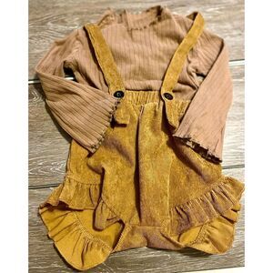 Corduroy Suspender Romper Outfit